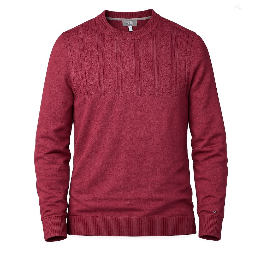 Ibex Merino Wool Crewneck Sweater Mens Medium Med Burgundy Maroon Textured Knit